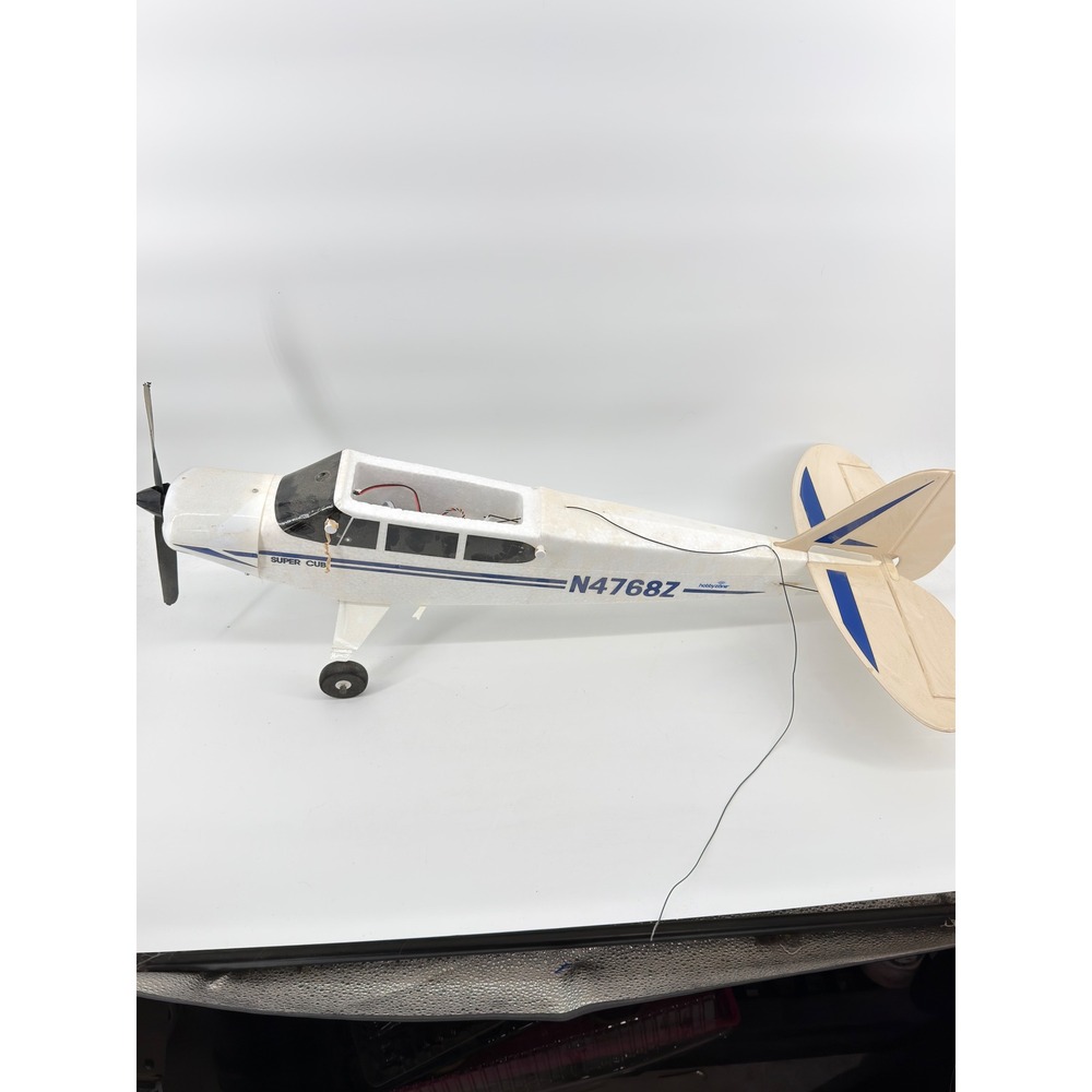 HobbyZone Super Cub RC Airplane White Blue N4768Z Untested - Picture 13 of 16